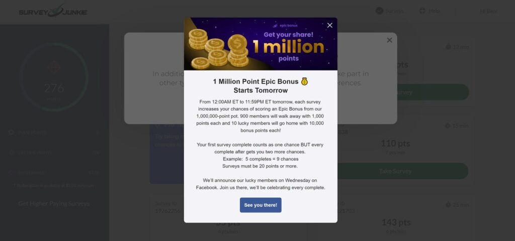 Bonus point promotions
