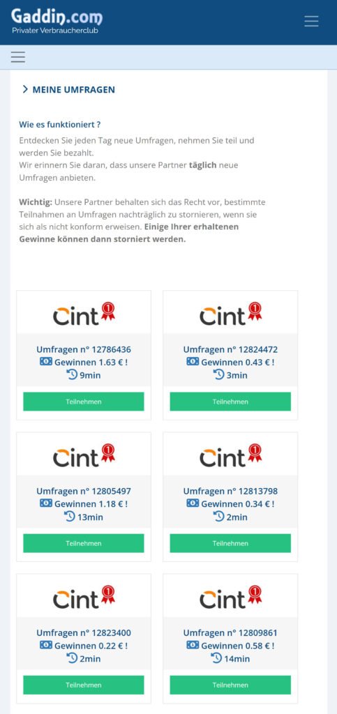 Paid surveys